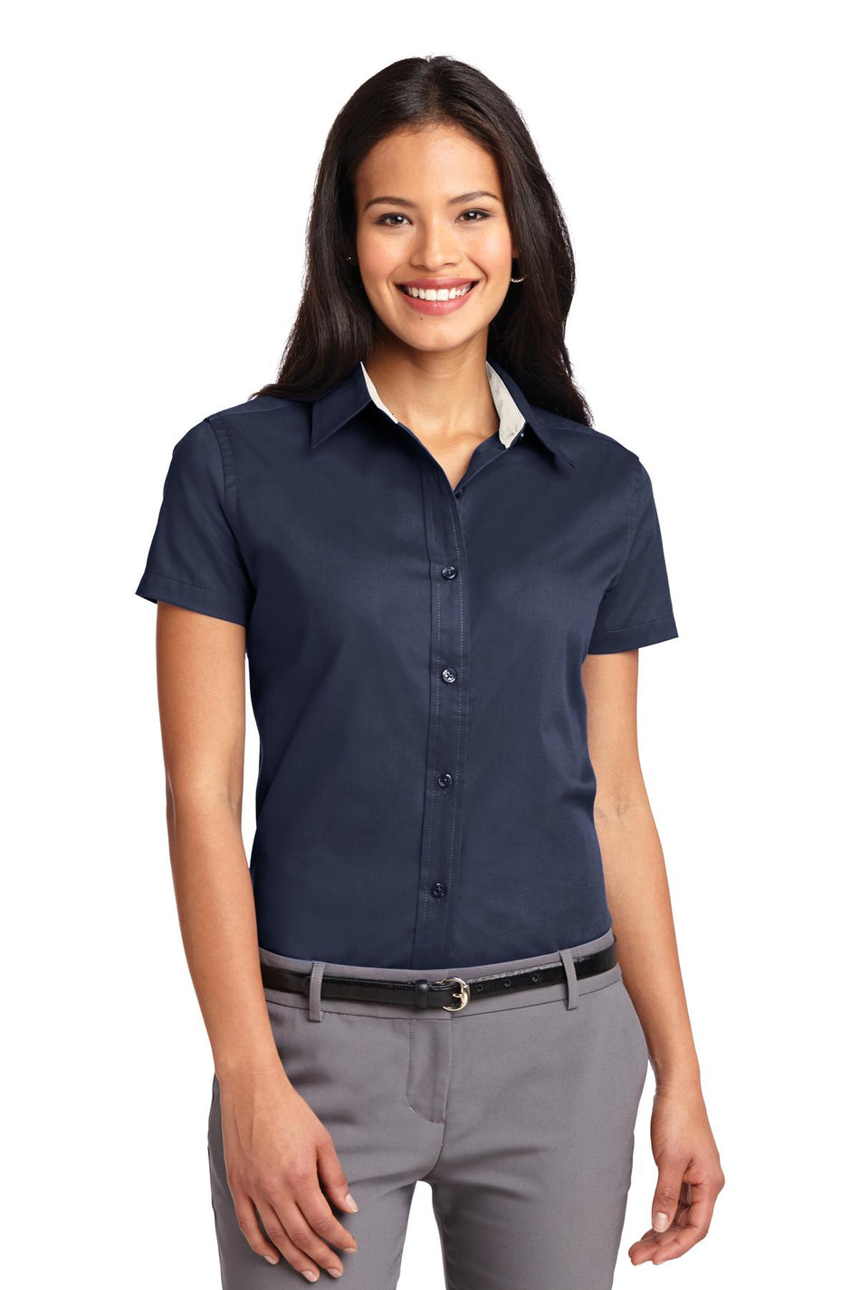 Port Authority ®  Women's Short Sleeve Easy Care  Shirt.  L508 - Navy/ Light Stone - Port Authority L508