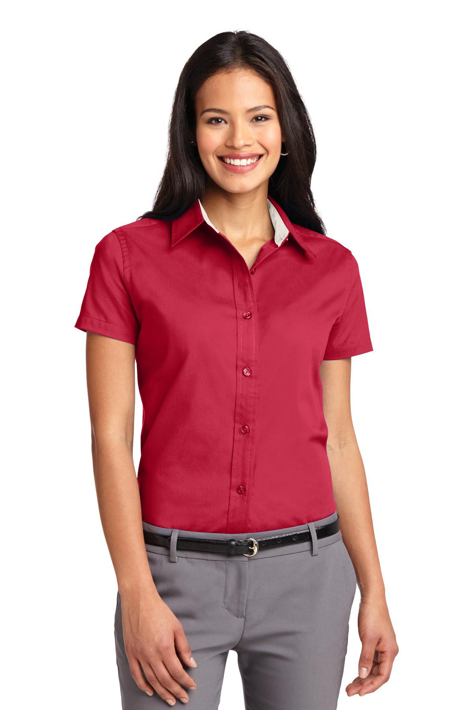 Port Authority ®  Women's Short Sleeve Easy Care  Shirt.  L508 - Red/ Light Stone - Port Authority L508