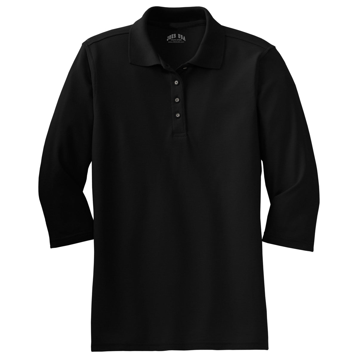 Ladies Silk Touch™ 3/4-Sleeve Polo Polos/Knits Joe's USA Black X-Small