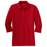Ladies Silk Touch™ 3/4-Sleeve Polo Polos/Knits Joe's USA Red X-Small