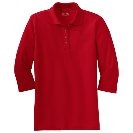 Ladies Silk Touch™ 3/4-Sleeve Polo Polos/Knits Joe's USA Red X-Small