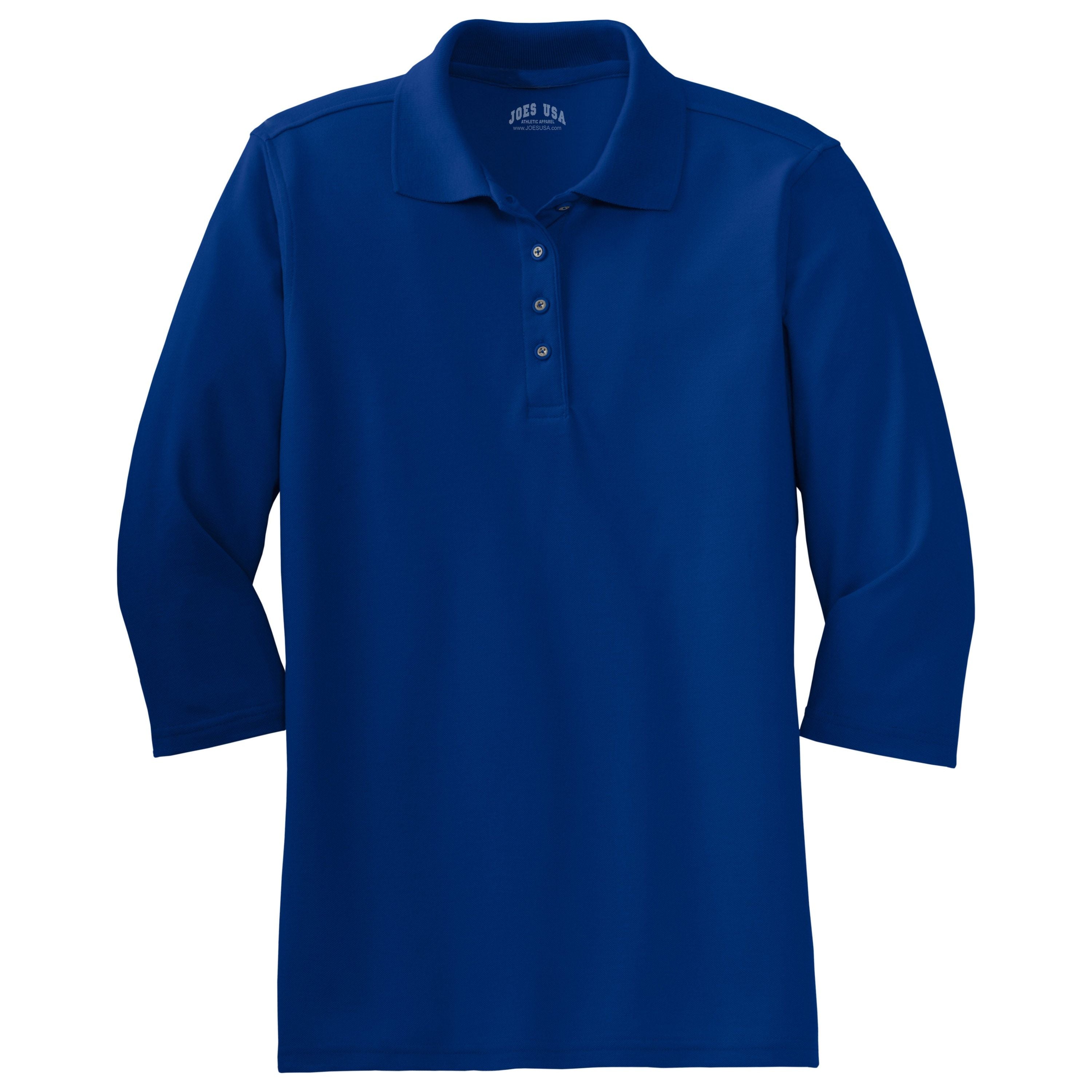 Ladies Silk Touch™ 3/4-Sleeve Polo Polos/Knits Joe's USA Royal X-Small