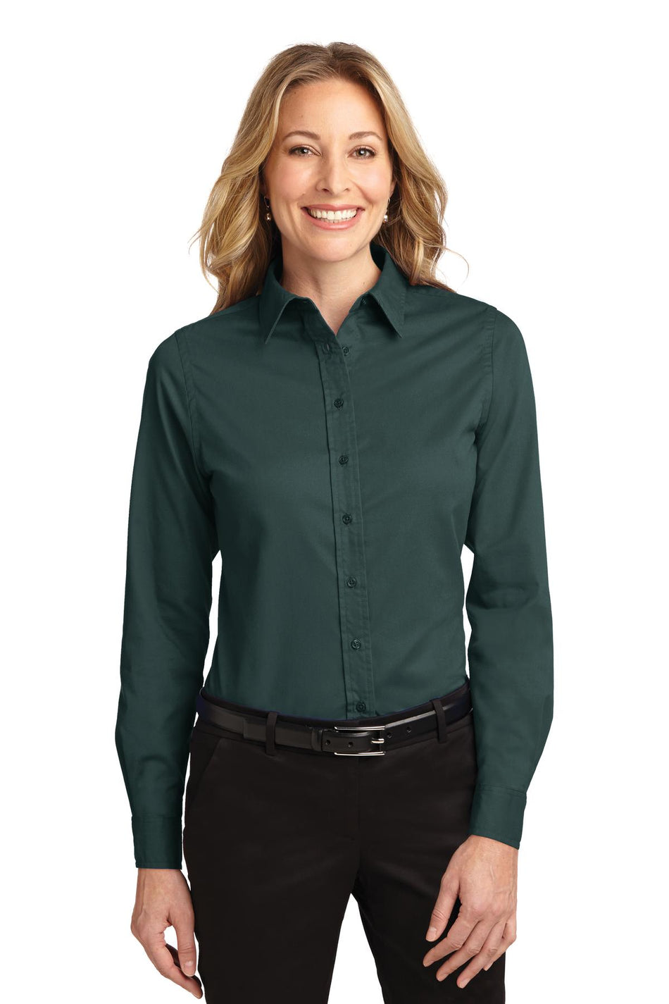 Port Authority ®  Women's Long Sleeve Easy Care Shirt.  L608 - Dark Green/ Navy - Port Authority L608