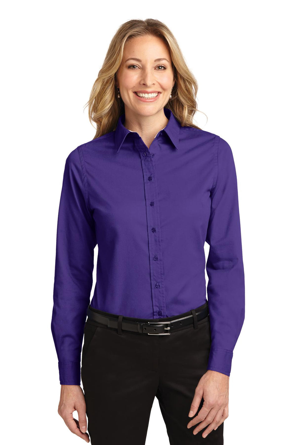 Port Authority ®  Women's Long Sleeve Easy Care Shirt.  L608 - Purple/ Light Stone - Port Authority L608