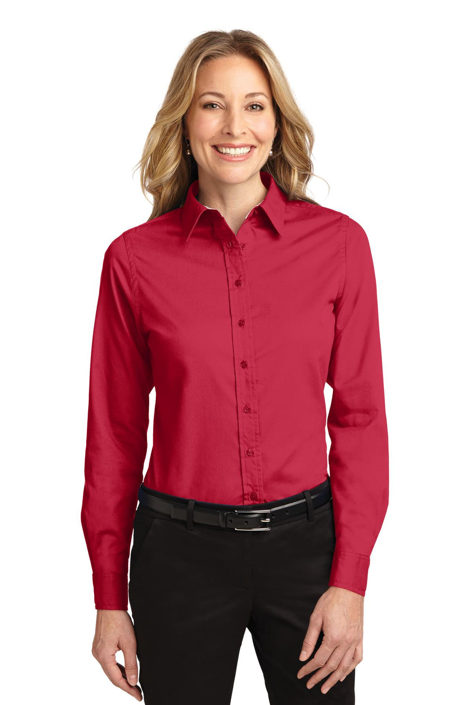 Port Authority ®  Women's Long Sleeve Easy Care Shirt.  L608 - Red/ Light Stone - Port Authority L608