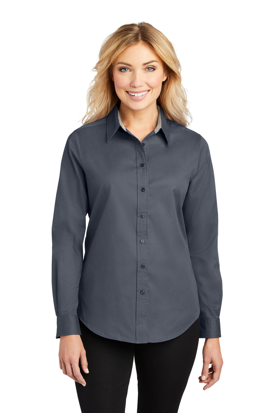 Port Authority ®  Women's Long Sleeve Easy Care Shirt.  L608 - Steel Grey/ Light Stone - Port Authority L608