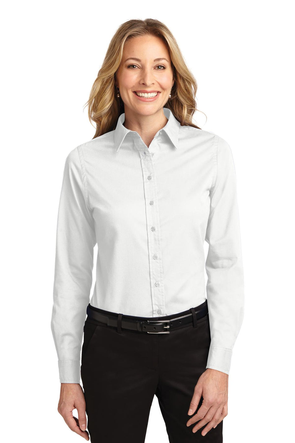 Port Authority ®  Women's Long Sleeve Easy Care Shirt.  L608 - White/ Light Stone - Port Authority L608