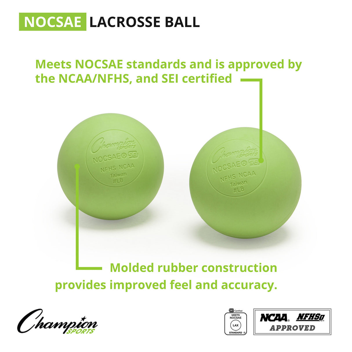 NOCSAE LACROSSE BALLS GREEN