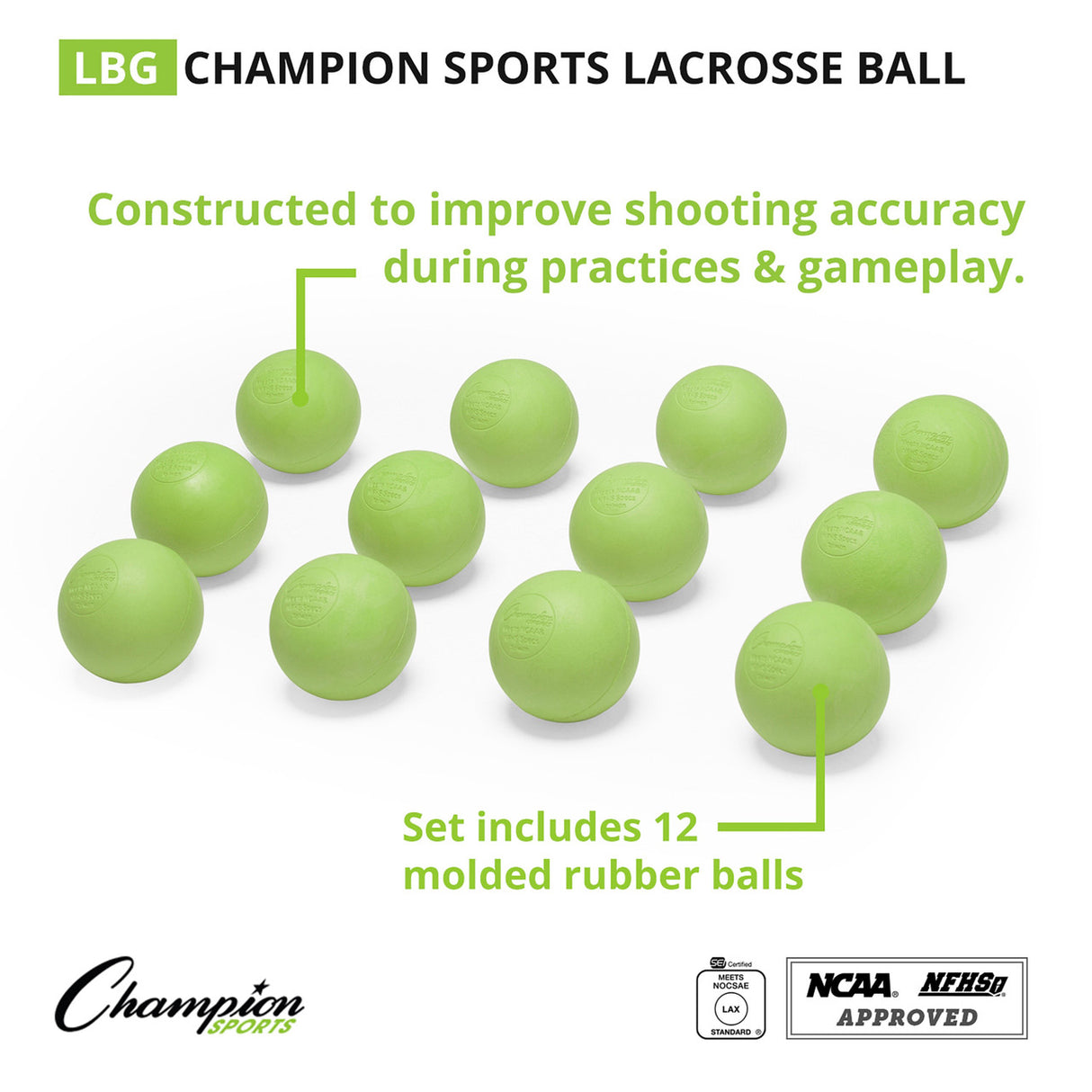 NOCSAE LACROSSE BALLS GREEN