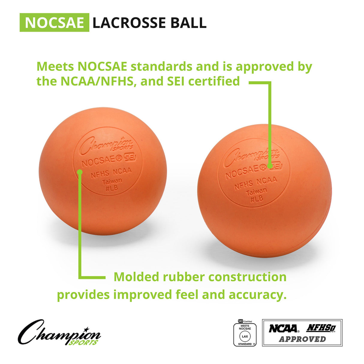NOCSAE LACROSSE BALLS, BULK PACK ORANGE