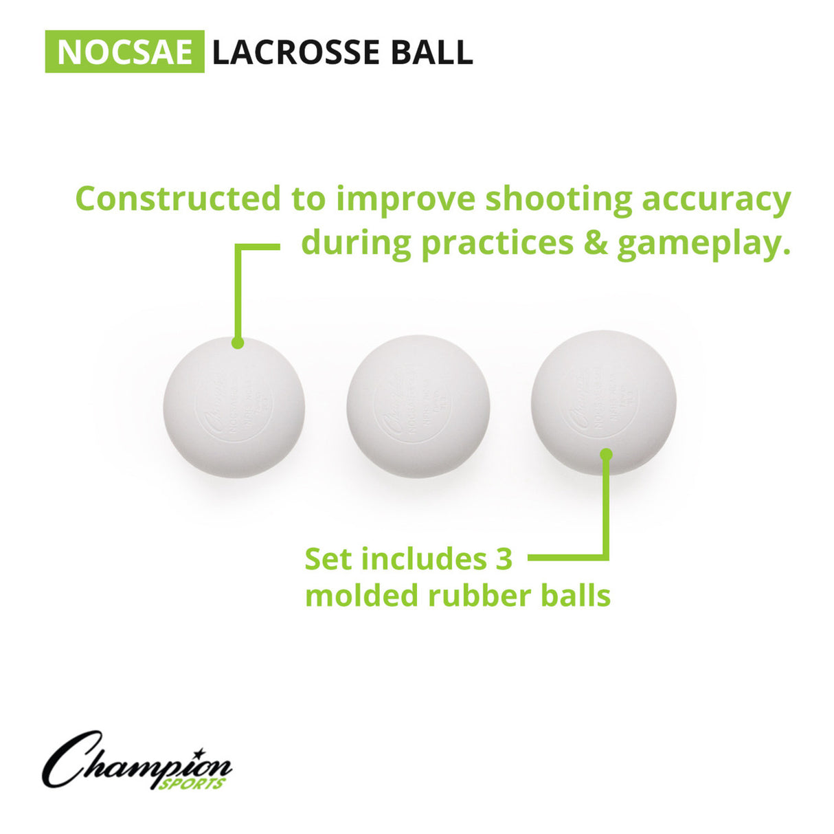 LACROSSE BALL SET WHITE, 3-PACK