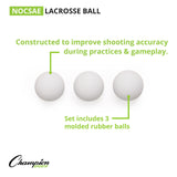 LACROSSE BALL SET WHITE, 3-PACK