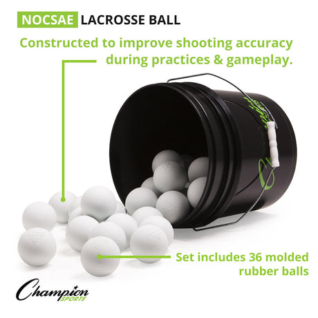 Champion Sports LBWN36 Lacrosse Ball Bucket White