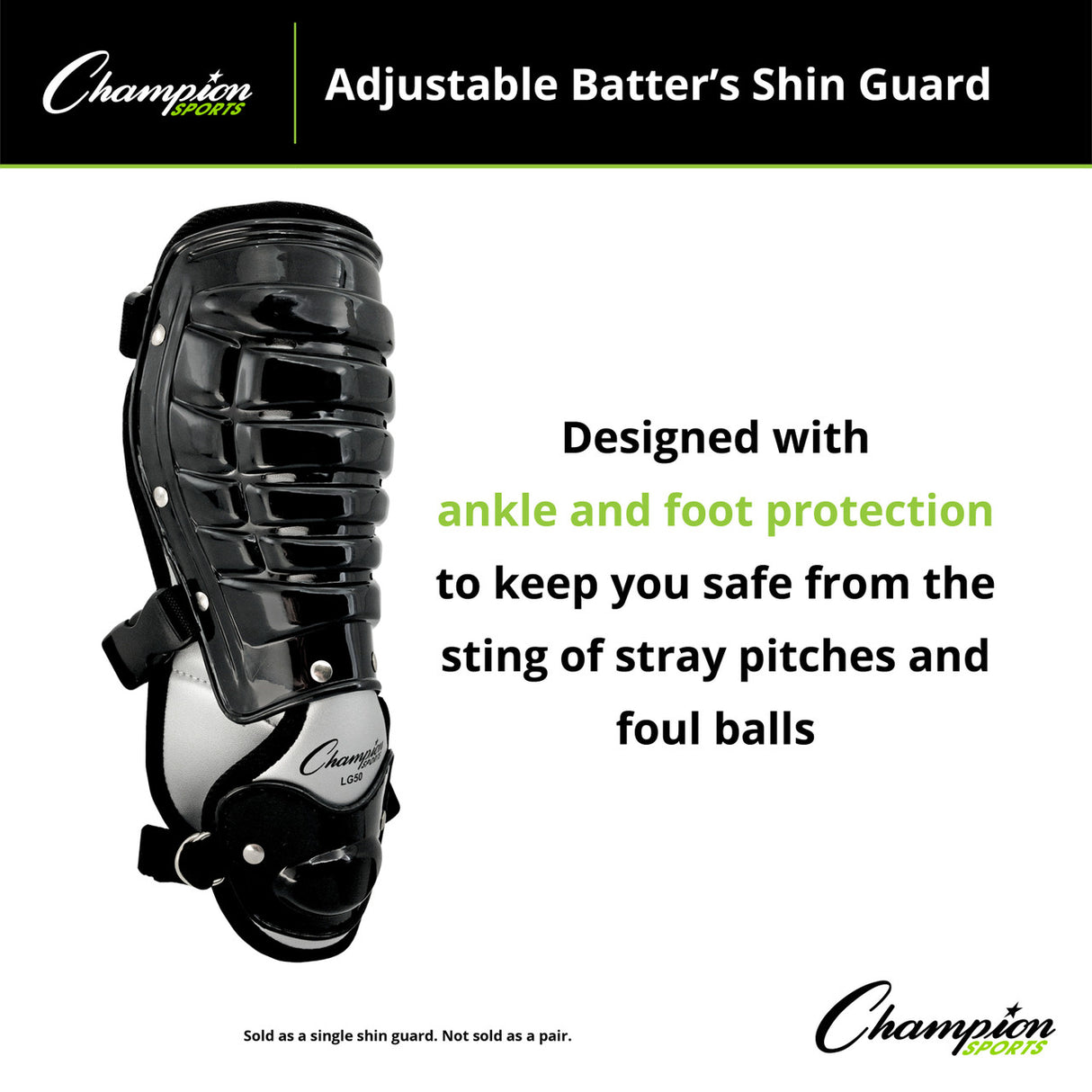 Champion Sports ADJUSTABLE BATTER'S SHIN GUARD