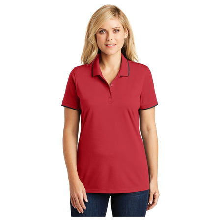 Port Authority ® Women's Dry Zone ® UV Micro-Mesh Tipped Polo. LK111 - Port Authority LK111 Polos/Knits Port Authority Rich Red/ Deep Black XS