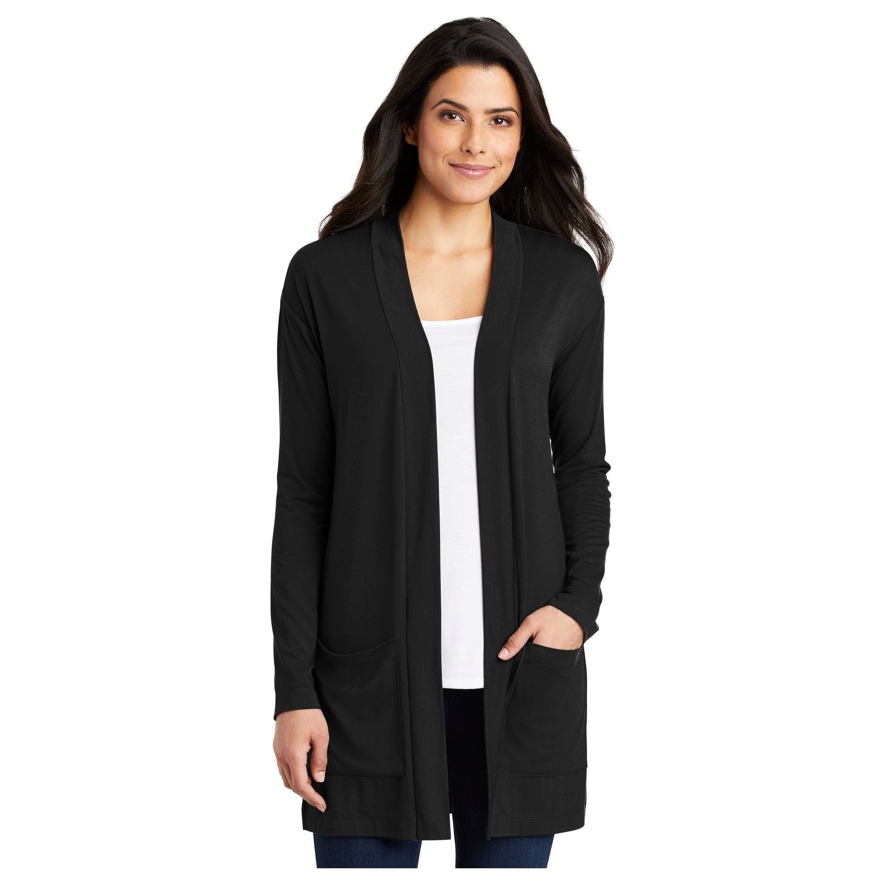 Port Authority ® Women's Concept Long Pocket Cardigan . LK5434 - Port Authority LK5434 Polos/Knits Port Authority Black XS