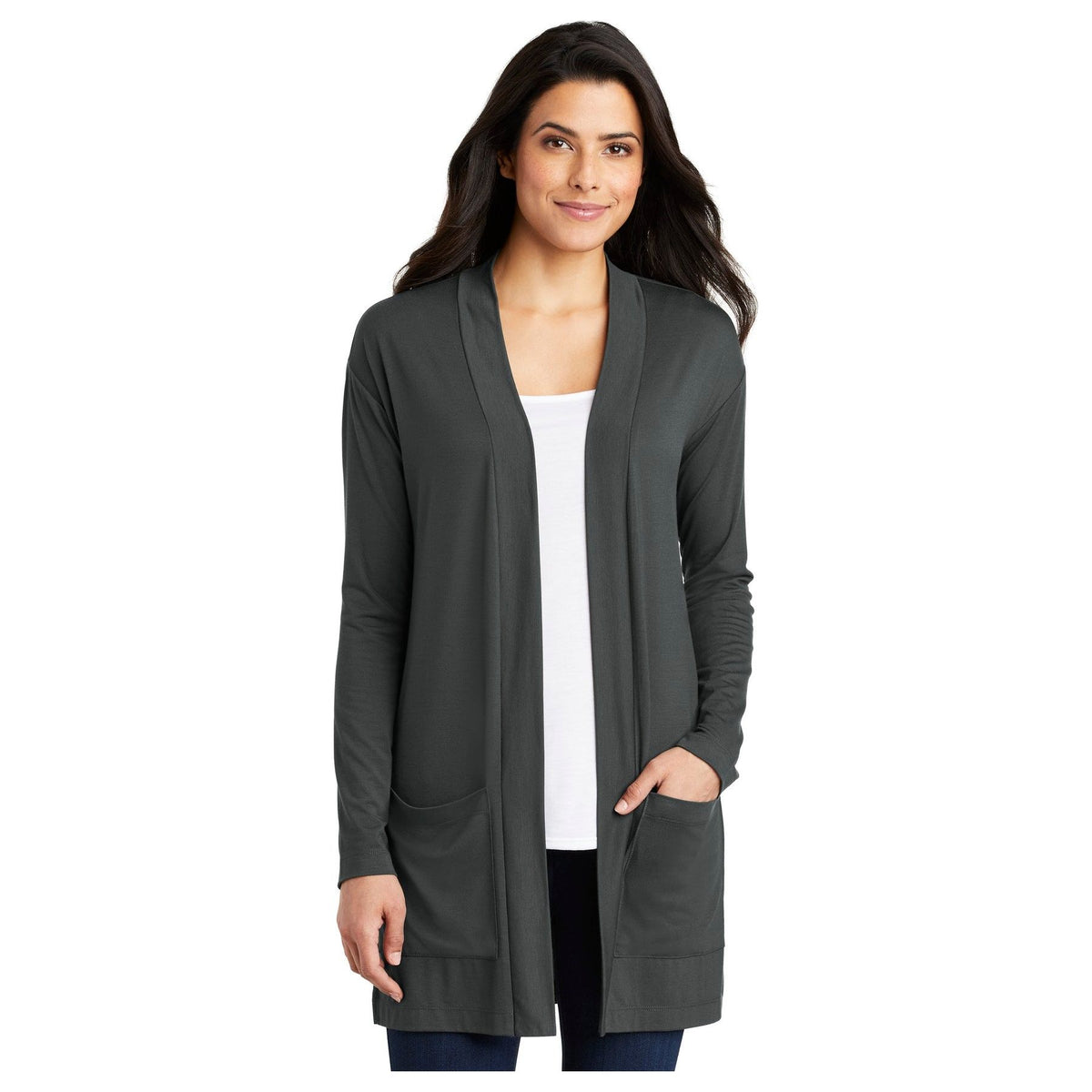 Port Authority ® Women's Concept Long Pocket Cardigan . LK5434 - Port Authority LK5434 Polos/Knits Port Authority Grey Smoke XS