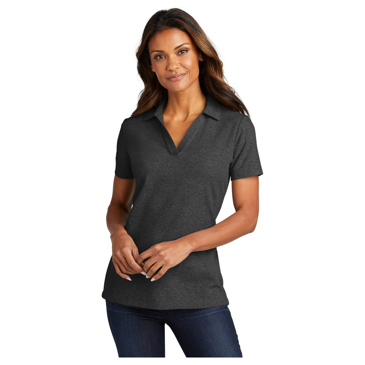 Port Authority ® Women's C-FREE ® Cotton Blend Pique Polo LK867 - Port Authority LK867 Polos/Knits Port Authority Charcoal Heather XS