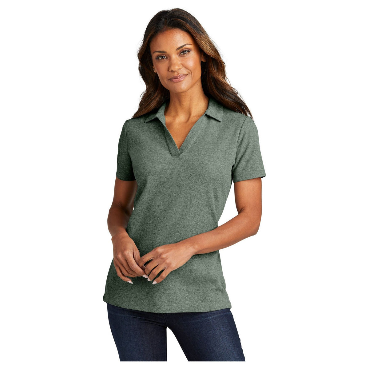 Port Authority ® Women's C-FREE ® Cotton Blend Pique Polo LK867 - Port Authority LK867 Polos/Knits Port Authority Dark Green Heather XS