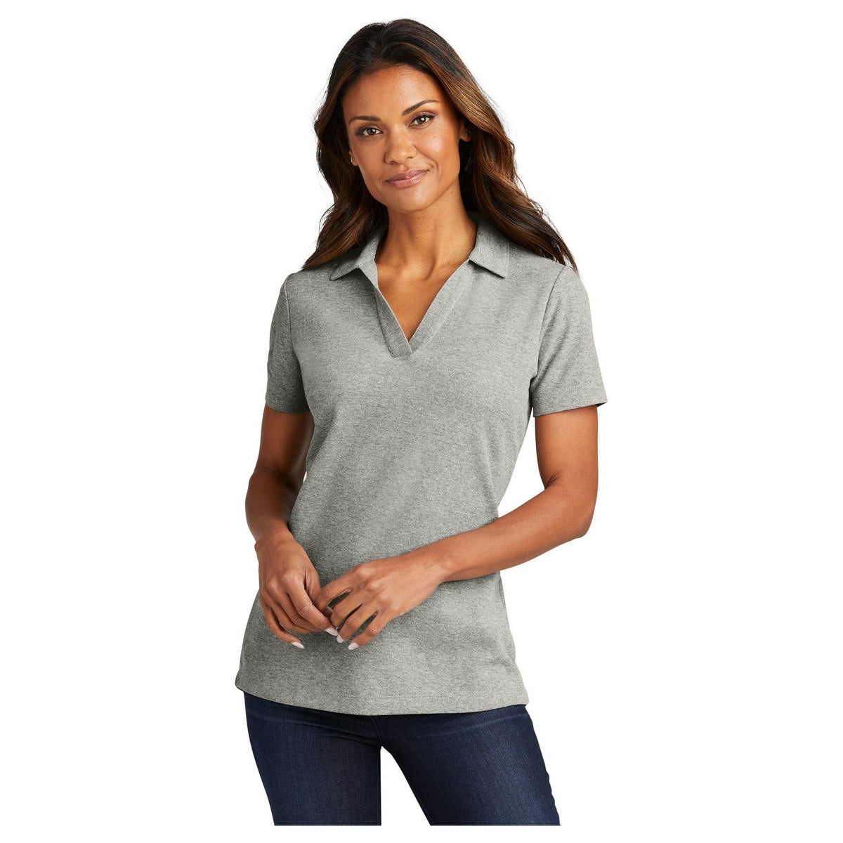 Port Authority ® Women's C-FREE ® Cotton Blend Pique Polo LK867 - Port Authority LK867 Polos/Knits Port Authority Deep Smoke Heather XS