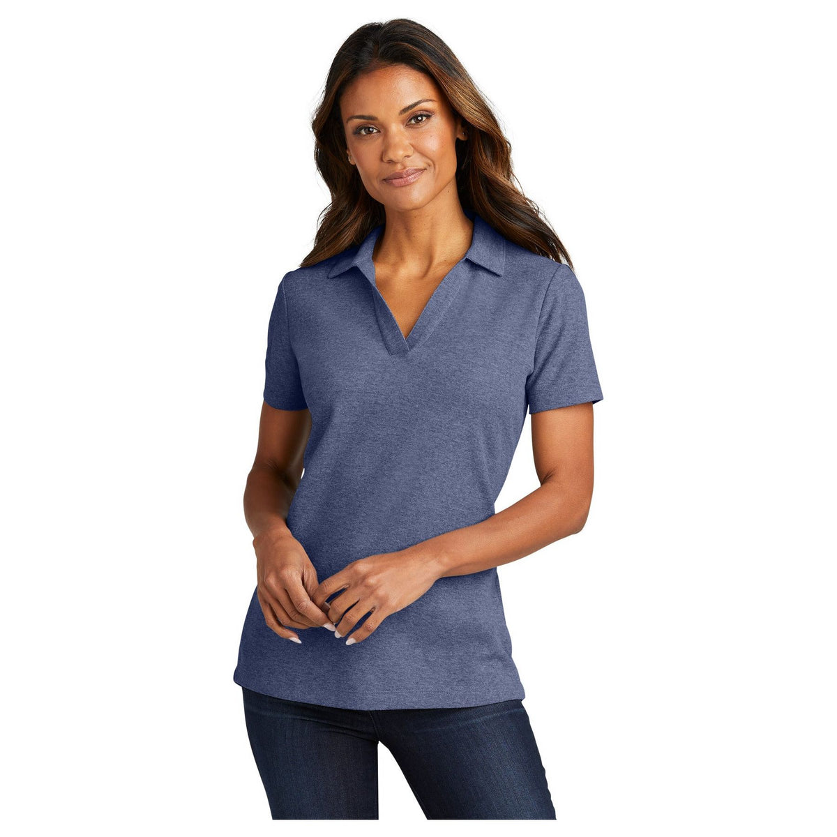 Port Authority ® Women's C-FREE ® Cotton Blend Pique Polo LK867 - Port Authority LK867 Polos/Knits Port Authority Navy Heather XS