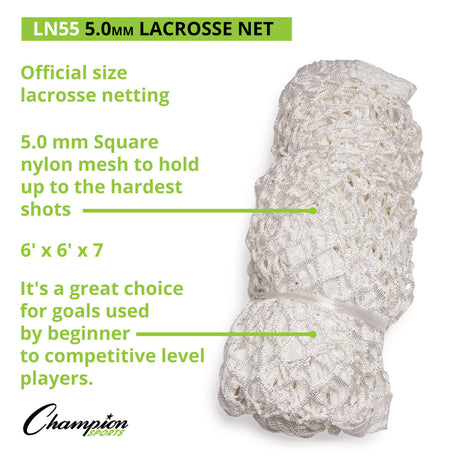 Champion Sports LN58 Lacrosse Net Pair 8 Mm Knotless