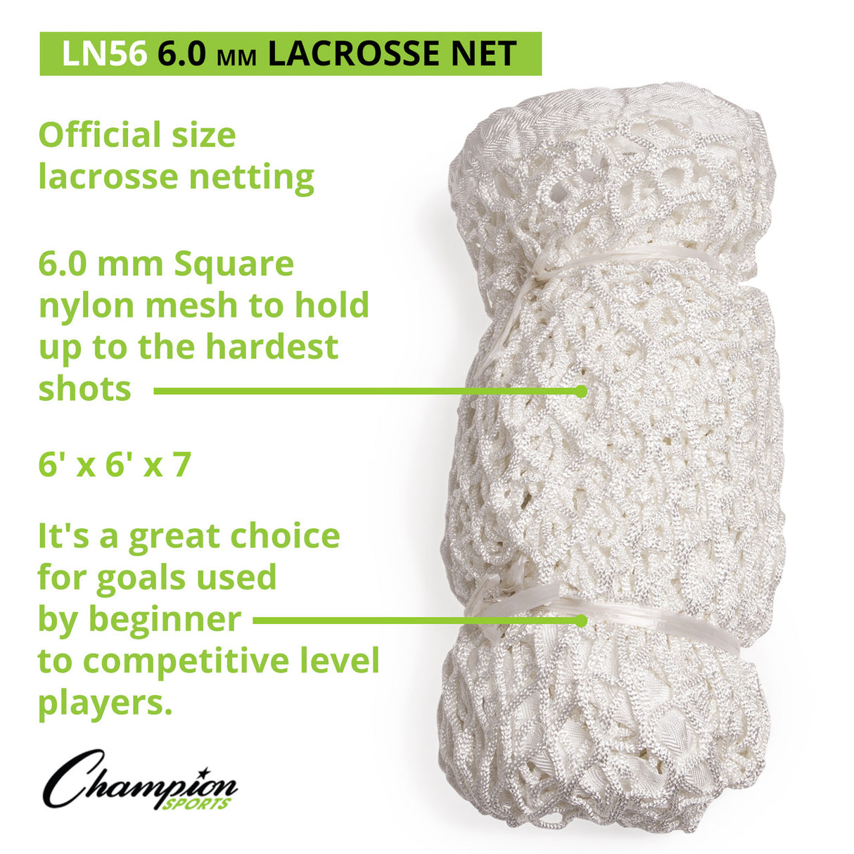 Champion Sports LACROSSE NET PAIR 8 MM KNOTLESS