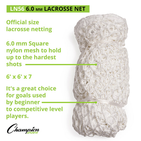 Champion Sports LN58 Lacrosse Net Pair 8 Mm Knotless