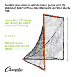 Champion Sports BACKYARD LACROSSE GOAL AND NET 6' X 6' OFFICIAL SIZE