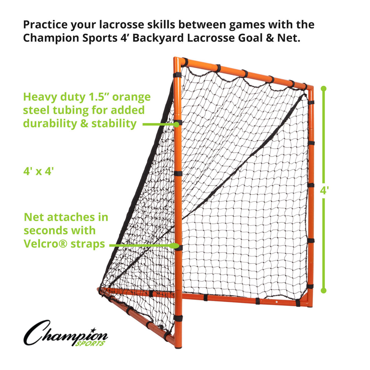 Champion Sports BACKYARD LACROSSE GOAL AND NET 6' X 6' OFFICIAL SIZE