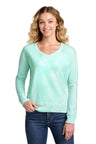 Port & Company LPC140V Women's Beach Wash Cloud Tie-Dye V-Neck Sweatshirt | Port & Co LPC140V