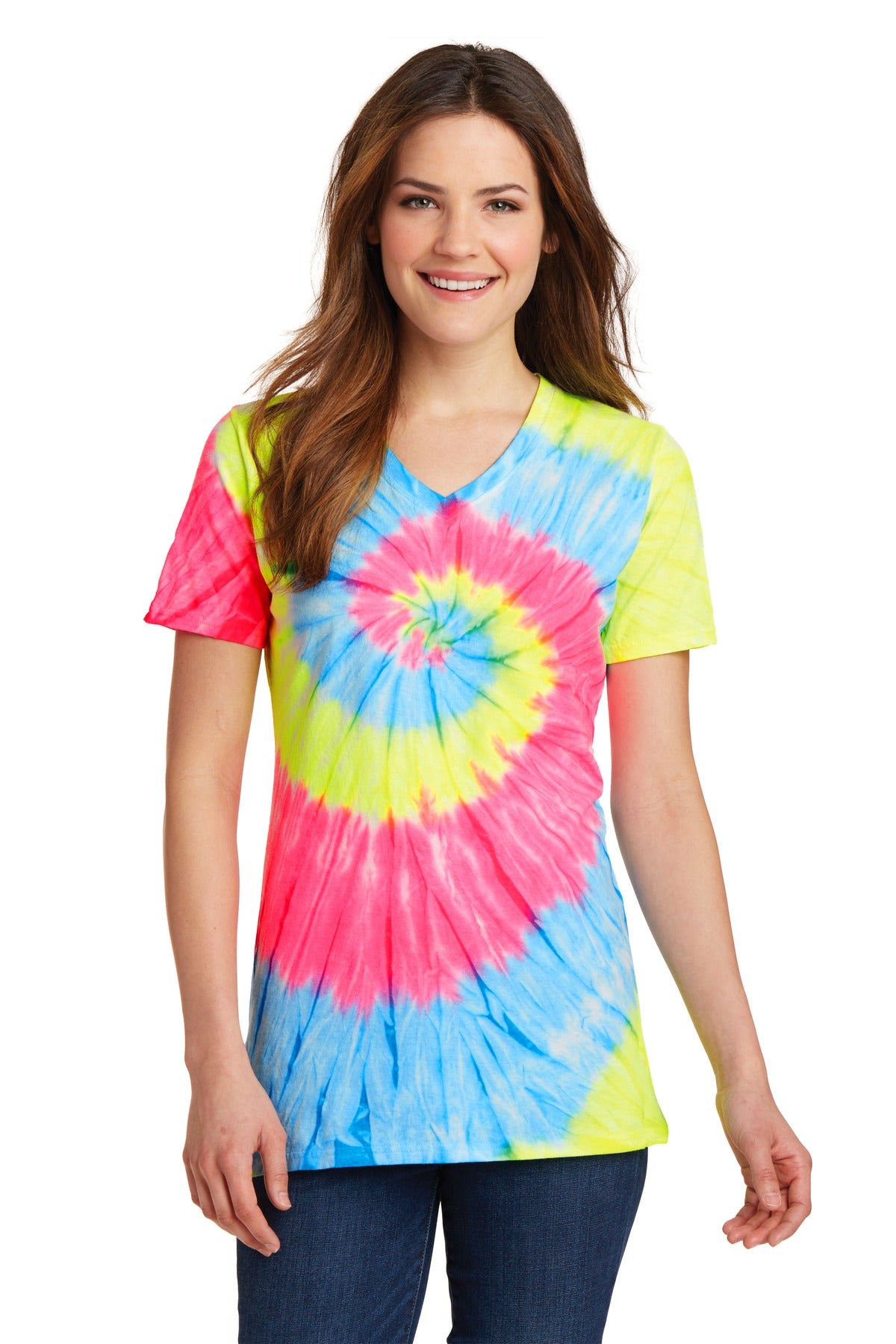Port & Co ™  Women's Tie-Dye V-Neck Tee.  LPC147V - Port & Company LPC147V