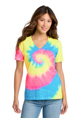 Port & Company LPC147V Women's Tie-Dye V-Neck Tee | Port & Co LPC147V