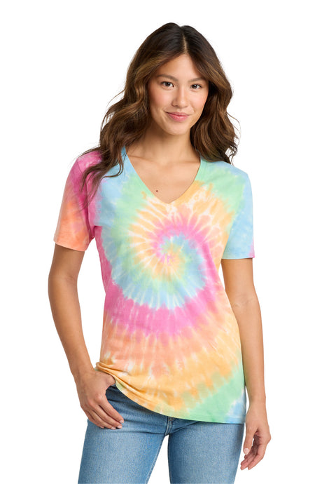 Port & Company LPC147V Women's Tie-Dye V-Neck Tee | Port & Co LPC147V