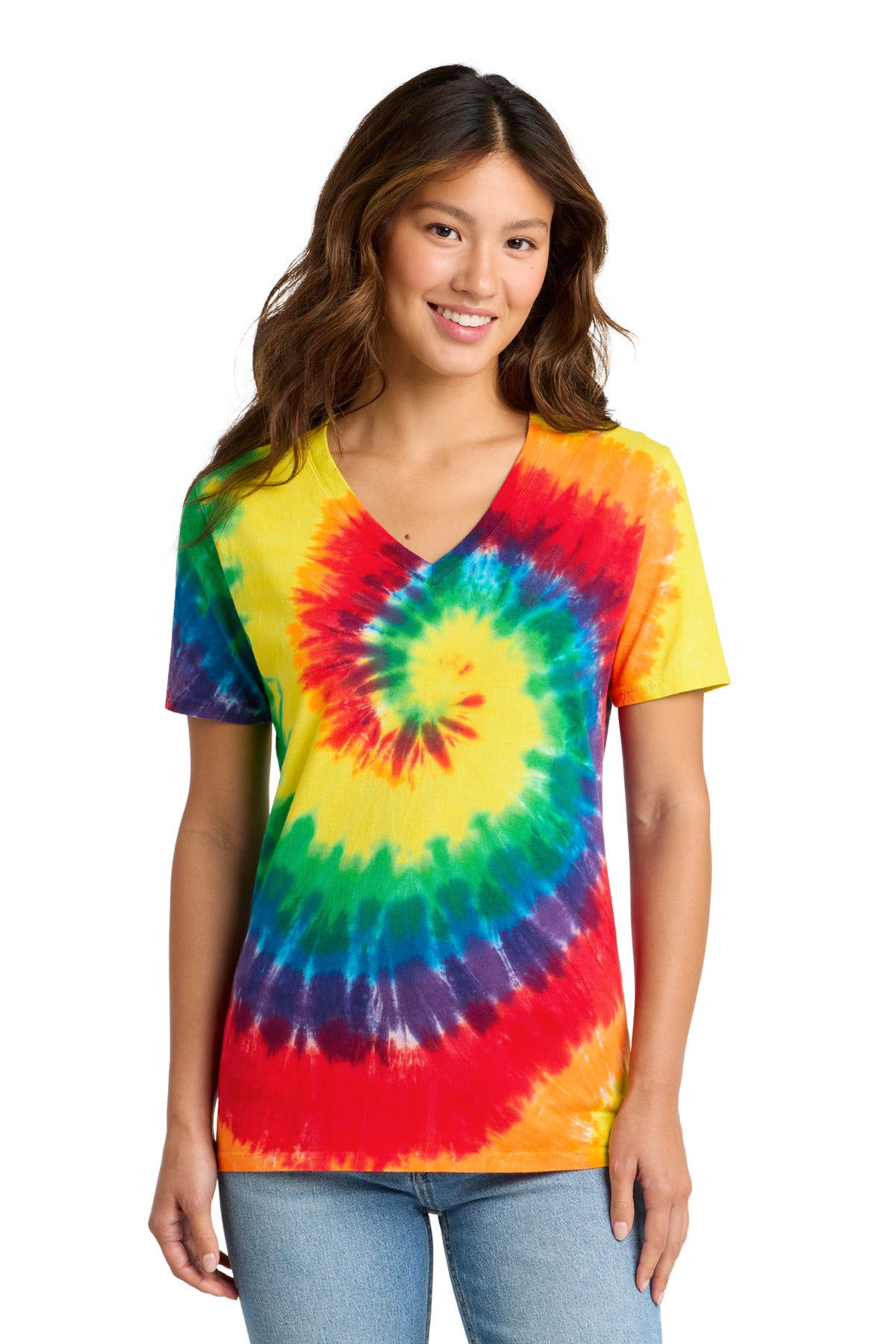 Port & Company LPC147V Women's Tie-Dye V-Neck Tee | Port & Co LPC147V