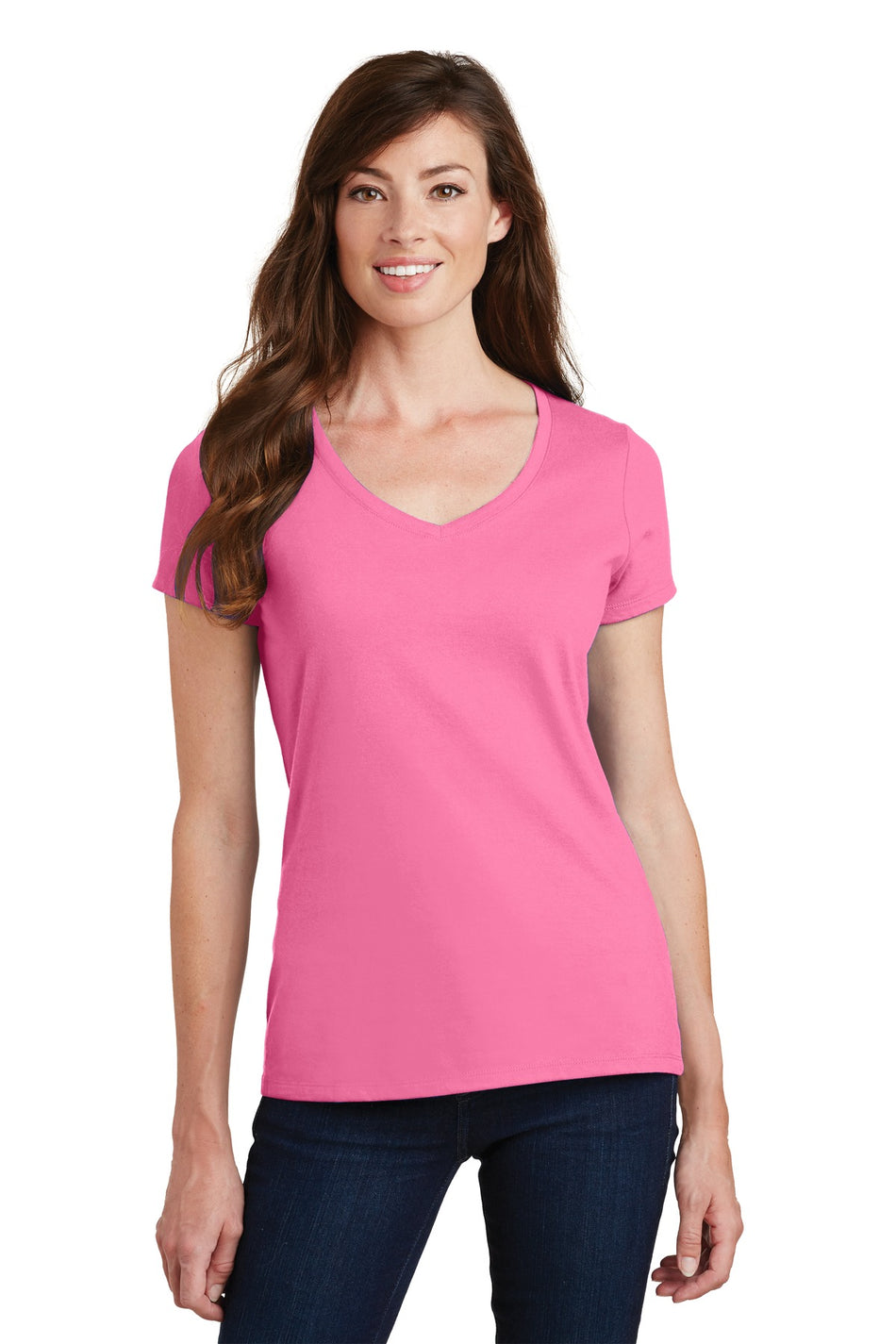 Port & Company ® Women's Fan Favorite V-Neck Tee. LPC450V - New Pink - Port & Company LPC450V T-Shirts Port & Company New Pink XS