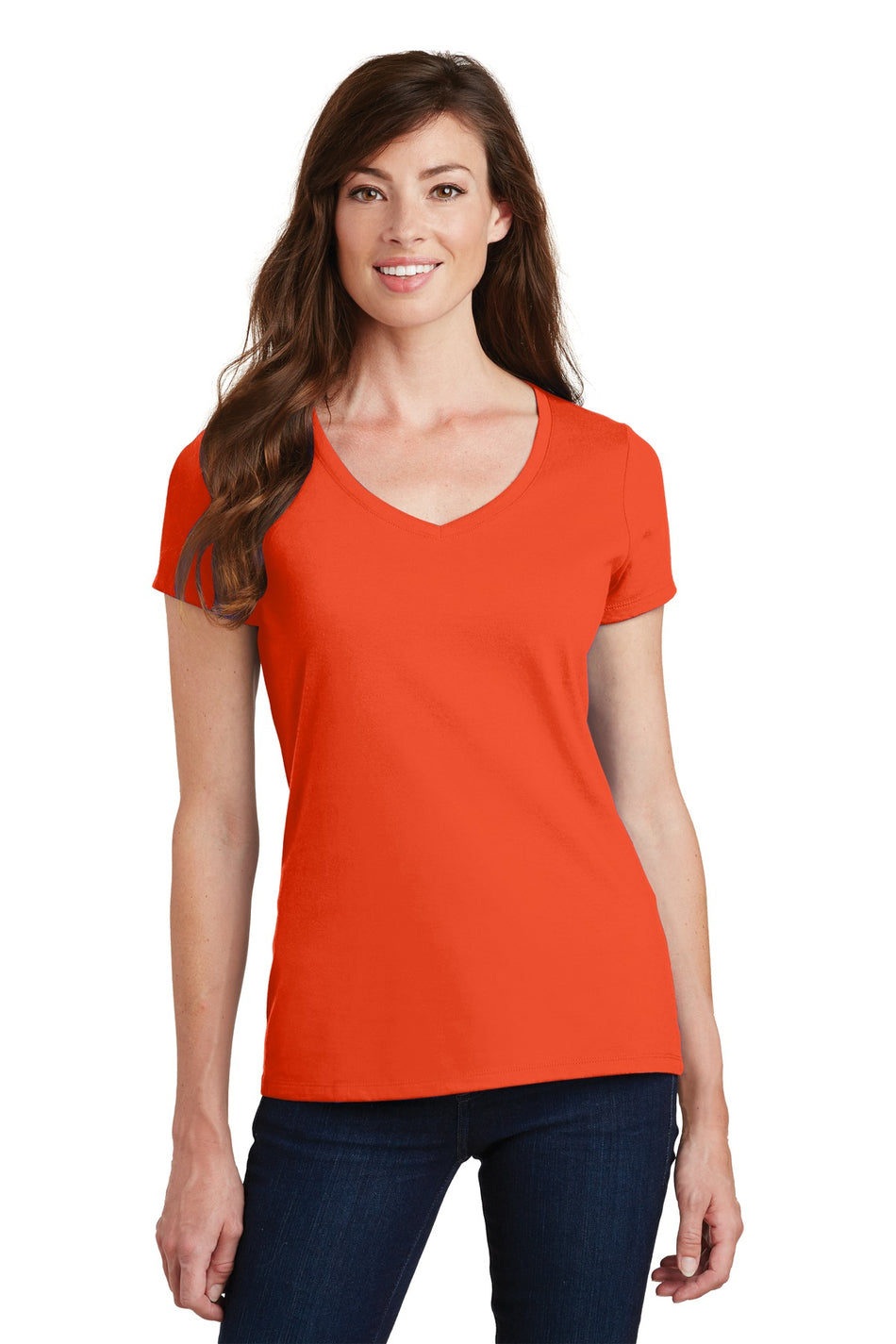 Port & Company ®  Women's Fan Favorite V-Neck Tee. LPC450V - Orange - Port & Company LPC450V