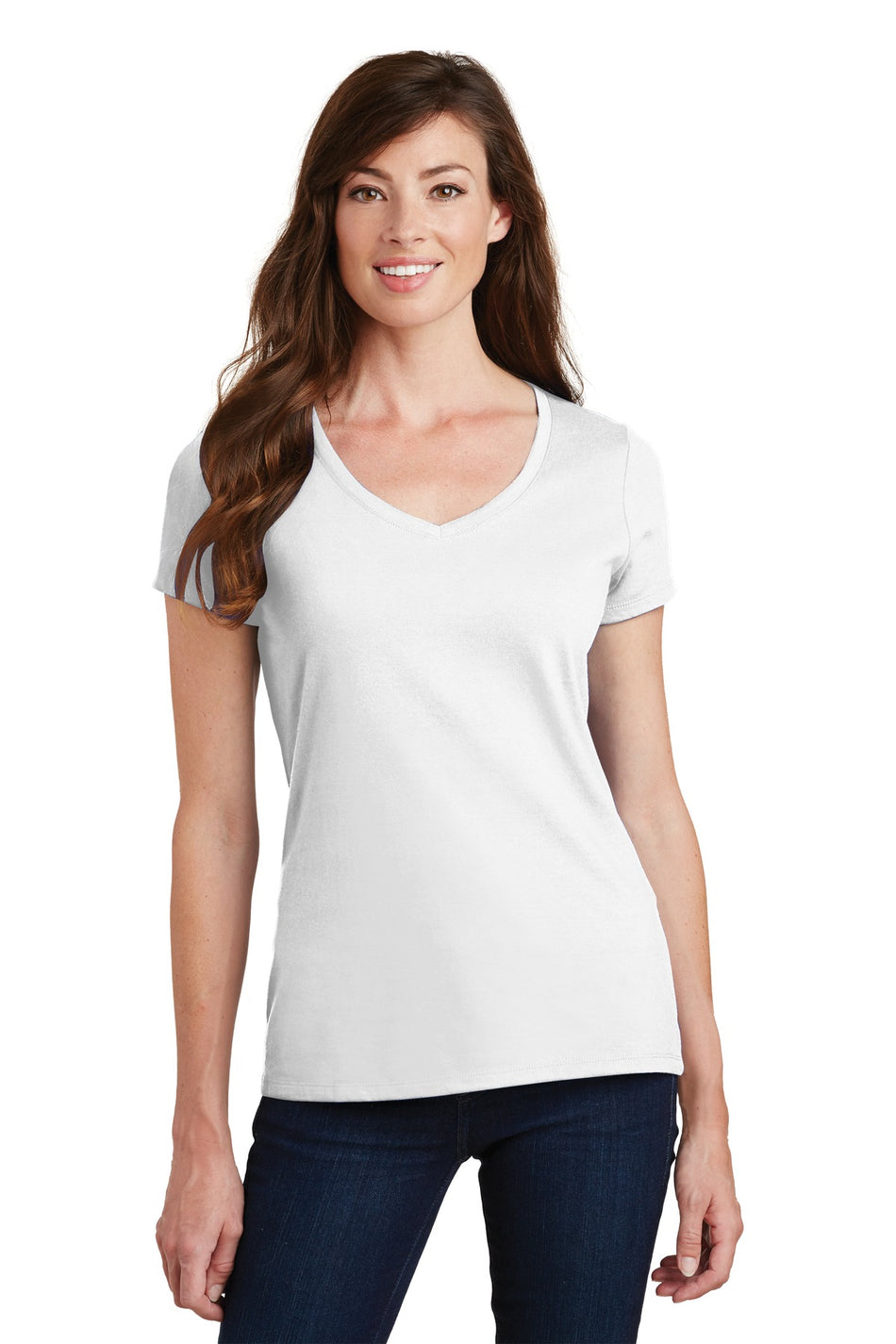 Port & Company ® Women's Fan Favorite V-Neck Tee. LPC450V - White - Port & Company LPC450V T-Shirts Port & Company White XS