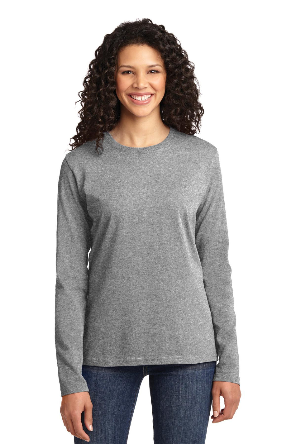 Port & Company ® Women's Long Sleeve Core Cotton Tee. LPC54LS - Athletic Heather - Port & Company LPC54LS T-Shirts Port & Company Athletic Heather XS