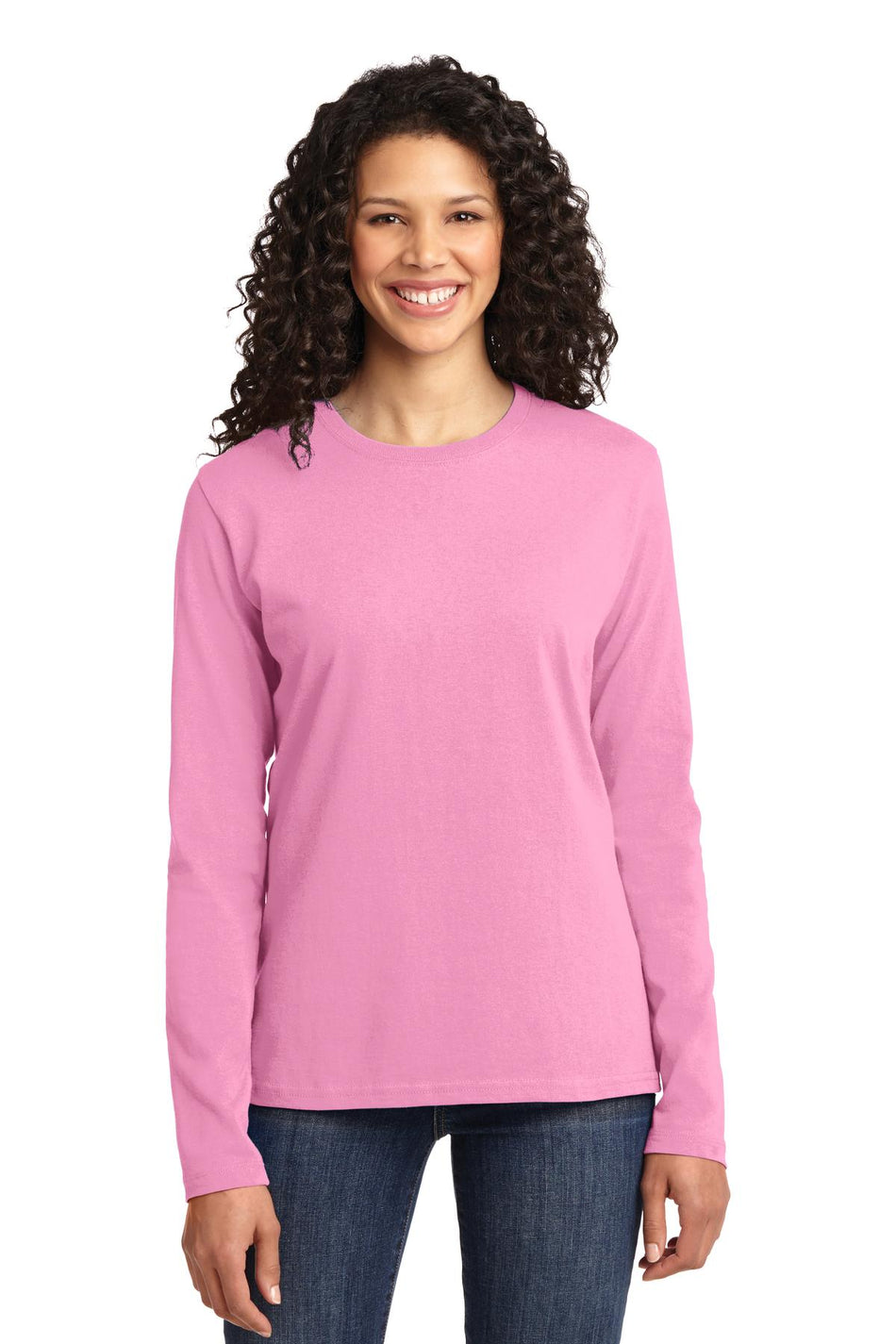 Port & Company ® Women's Long Sleeve Core Cotton Tee. LPC54LS - Candy Pink - Port & Company LPC54LS T-Shirts Port & Company Candy Pink XS