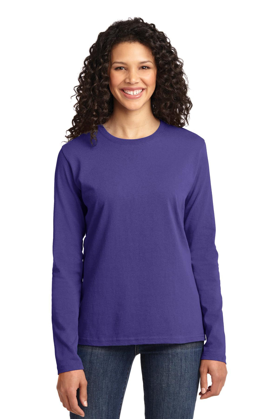 Port & Company ® Women's Long Sleeve Core Cotton Tee. LPC54LS - Purple - Port & Company LPC54LS T-Shirts Port & Company Purple XS