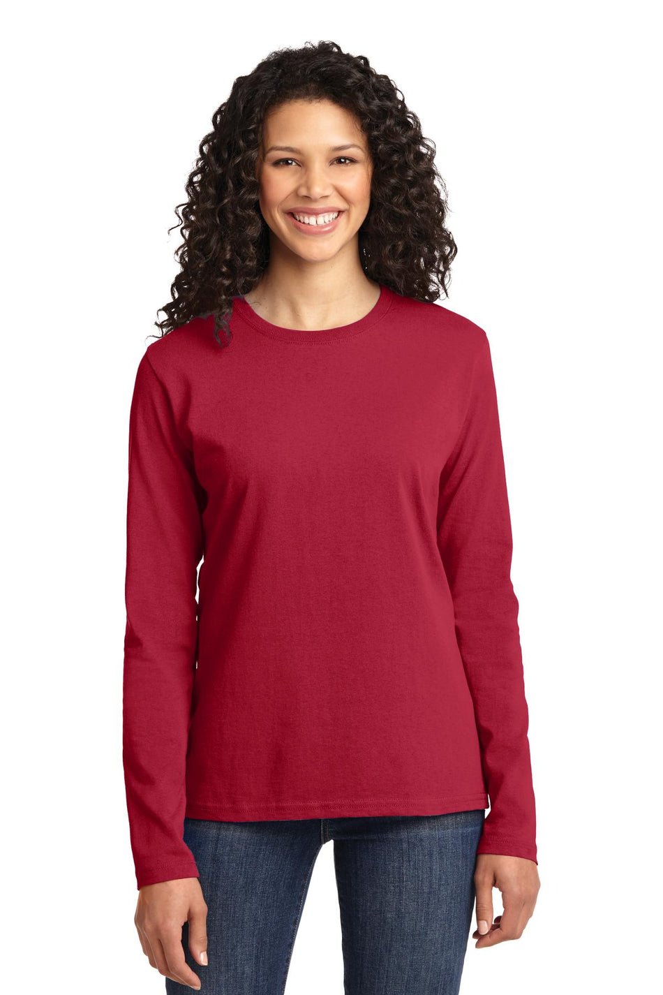 Port & Company ® Women's Long Sleeve Core Cotton Tee. LPC54LS - Red - Port & Company LPC54LS T-Shirts Port & Company Red XS