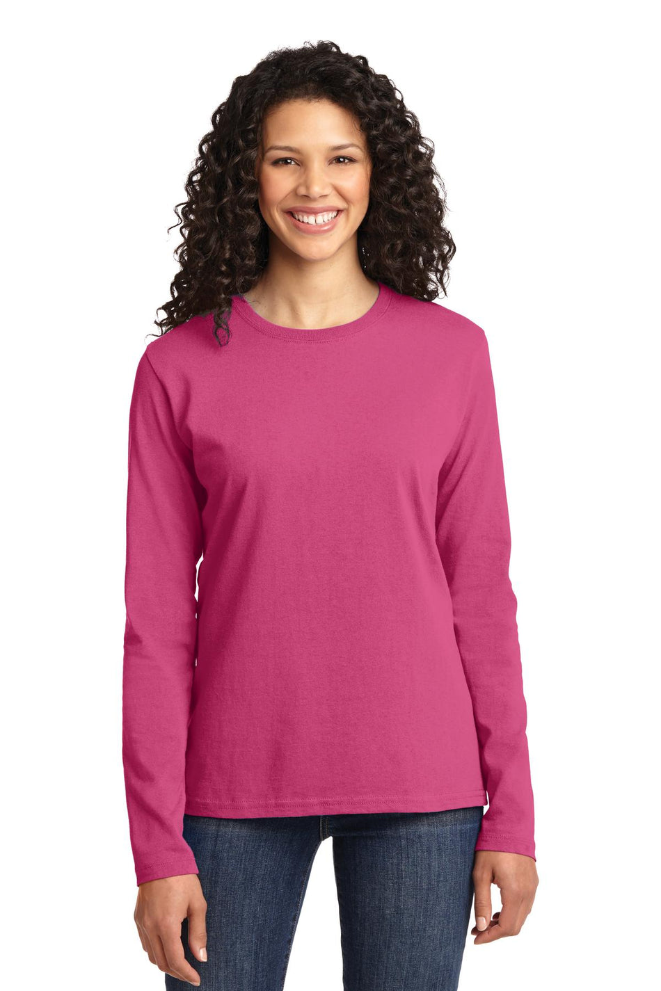 Port & Company ® Women's Long Sleeve Core Cotton Tee. LPC54LS - Sangria - Port & Company LPC54LS T-Shirts Port & Company Sangria XS