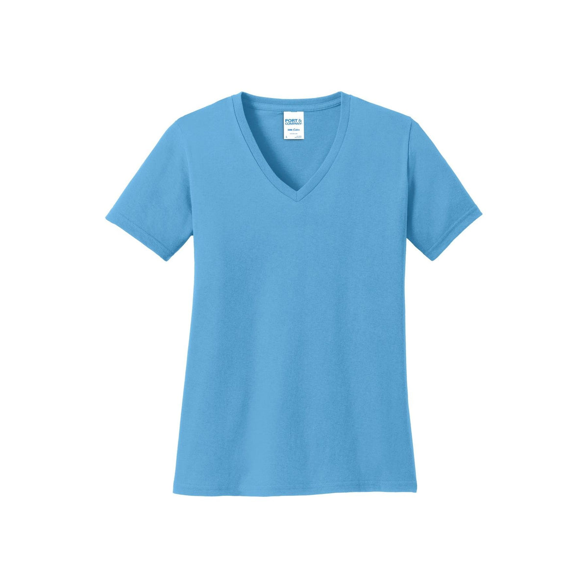 Port & Company ® Women's Core Cotton V-Neck Tee. LPC54V - Aquatic Blue - Port & Company LPC54V T-Shirts Port & Company