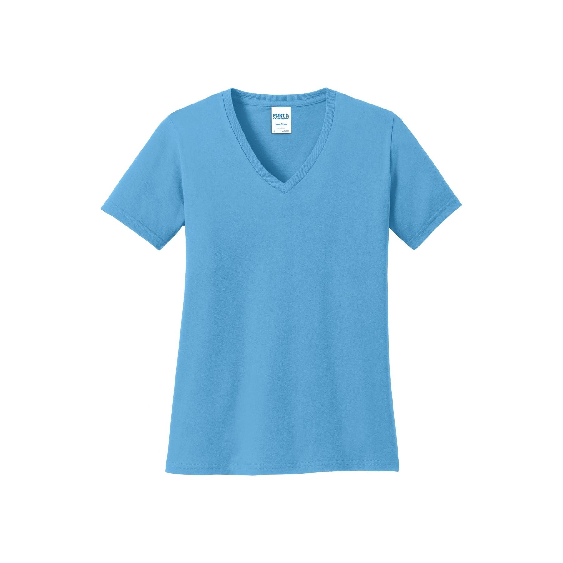 Port & Company ® Women's Core Cotton V-Neck Tee. LPC54V - Aquatic Blue - Port & Company LPC54V T-Shirts Port & Company