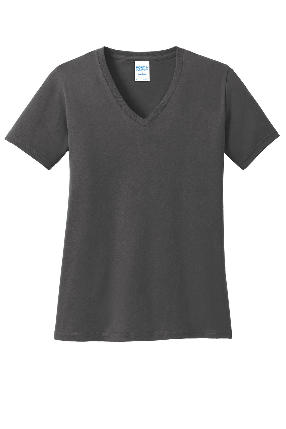 Port & Company ®  Women's Core Cotton V-Neck Tee. LPC54V - Charcoal - Port & Company LPC54V