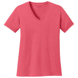 Joe's USA Ladies 5.4-oz 100% Cotton V-Neck T-Shirt-Coral Joe's USA Coral XS