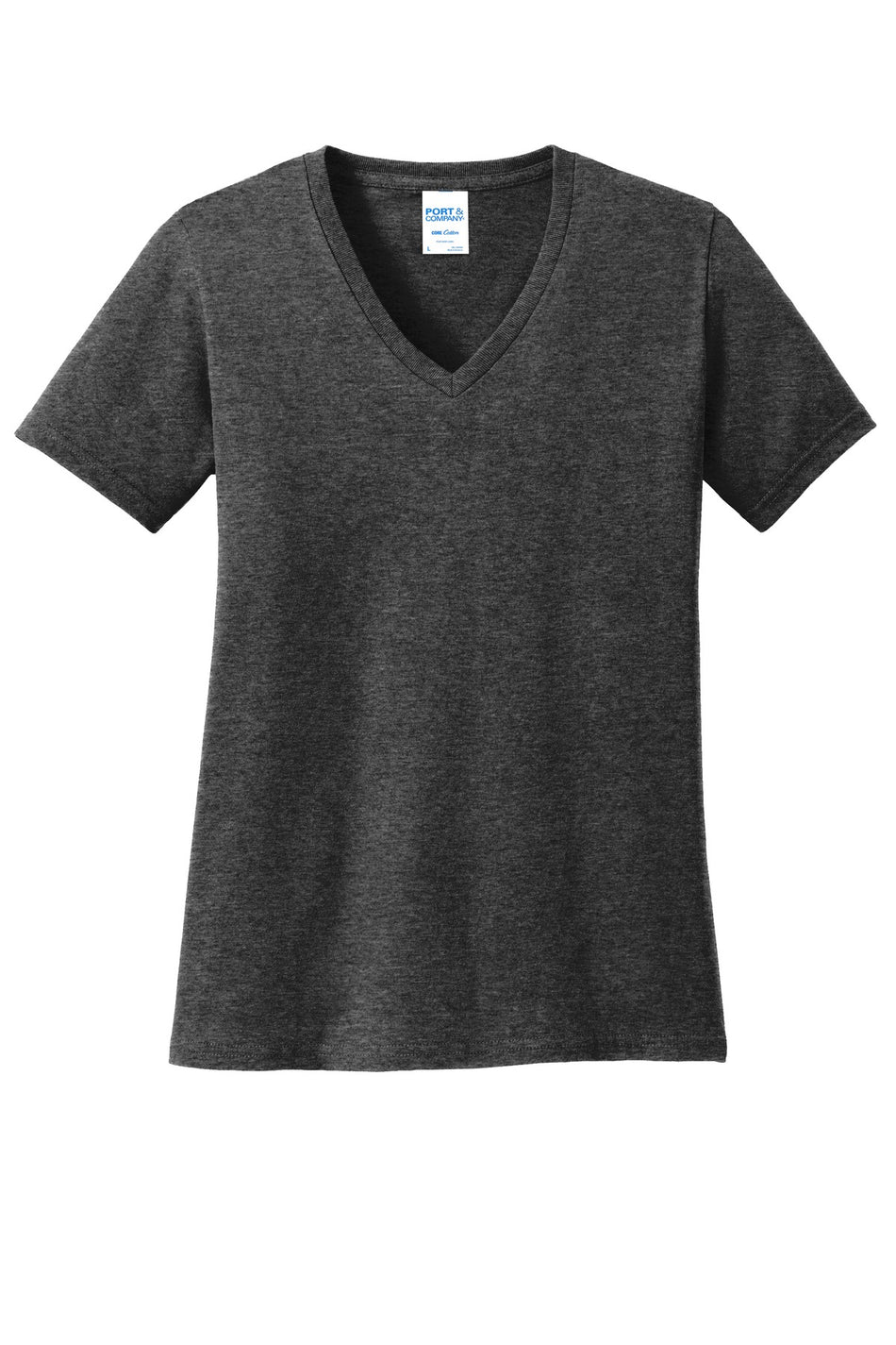 Port & Company ®  Women's Core Cotton V-Neck Tee. LPC54V - Dark Heather Grey - Port & Company LPC54V