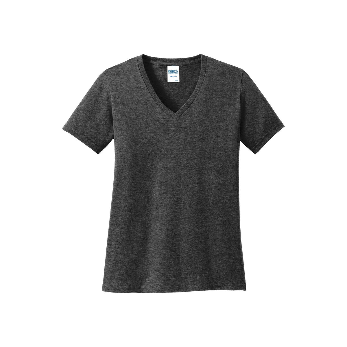 Port & Company ® Women's Core Cotton V-Neck Tee. LPC54V - Dark Heather Grey - Port & Company LPC54V T-Shirts Port & Company