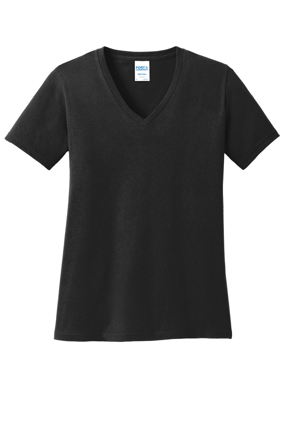 Port & Company ®  Women's Core Cotton V-Neck Tee. LPC54V - Jet Black - Port & Company LPC54V